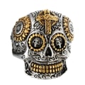 Miniatyrbillede 2 af 3: Ring med detaljeret kranium kranium rustfrit stål Silver one size