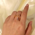 Miniatyrbilde 3 av 4: Unik Twisted ring med diamanter gullbelagt justerbar Gold one size
