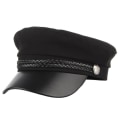 Miniatyrbillede 1 af 3: Eksklusiv baret stilfuld kaptajnstil sort med flettede reb og knapper Black one size