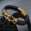 Miniatyrbilde 1 av 8: Bohemian extravagant bracelet with baroque decoration leather Black one size