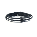 Miniatyrbillede 2 af 2: Håndlavet armbånd i sort læder & sort og hvid strengknude Black one size