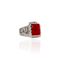Pikkukuva 5 / 5: Sterling hopea sormus Real Fire Opal Stone persialainen kantapää sormus miehille Red one size