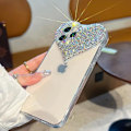 Pikkukuva 6 / 6: Ylellinen matkapuhelinkotelo iPhone 14 Bling Bling Crystal Diamond Heart läpinäkyvä Silver