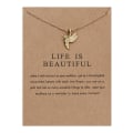 Pikkukuva 1 / 4: Life is beautiful -kaulakoru linnulla 18K kullattu lahja kolibri Gold one size