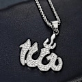 Pikkukuva 4 / 4: Tyylikäs kaulakoru Lähi-idän Allah-riipuksella ja Crystal CZ - 60 cm pitkä Silver one size