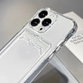 Miniatyrbilde 6 av 9: Deksel for alle iPhone 15-modeller med plass til kort silikonstøtdemping Transparent one size
