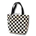 Miniatyrbild 1 av 5: Rutig liten tote väska rutig eko knapp fack estetisk stil White Black and white
