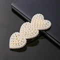 Miniatyrbillede 5 af 6: Stilfulde og elegante hårnåle med sløjfe, krone, hjerte og perler - til kvinder White one size