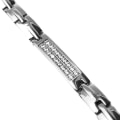 Miniatyrbillede 3 af 3: Noorzai S - Rhinestone sten magnetisk armbånd rustfrit stål mænd Silver one size