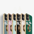 Miniatyrbilde 9 av 9: Luksuriøst stilig deksel iPhone 12 Pro Max med ringstativfunksjon Gull LightBlue one size
