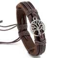 Miniatyrbild 1 av 4: Genuint läder justerbart brunt armband för män - med träd Brun one size
