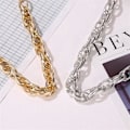 Miniatyrbillede 5 af 5: Forgyldt halskæde tyk kæde choker guld sølv dame Silver one size