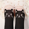 Miniatyrbillede 1 af 4: Søde nylon tights med katte foran anime pige Black one size