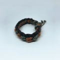 Miniatyrbillede 3 af 3: Håndlavet armbånd til mænd ægte læder og farvede reb Green one size
