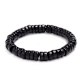 Miniatyrbillede 3 af 3: Håndlavet armbånd til mænd træperler i sort boheme Black one size