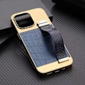 Miniatyrbillede 7 af 7: iPhone 13 Pro cover vegansk læder med rem for godt greb guld Red one size