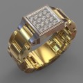 Miniatyrbild 1 av 5: 18 karat guldpläterad ring för män med zircon Gold one size