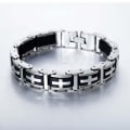 Miniatyrbilde 1 av 6: Bracelet with checkered pattern cross stainless steel black silver men Silver one size