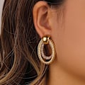 Miniatyrbillede 3 af 3: Stilfulde øreringe ringe hoops geometrisk mesh wire Gold one size