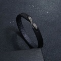 Miniatyrbillede 1 af 8: Håndlavet minimalistisk armbånd i ægte læder i autentisk stil Black one size