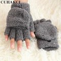 Miniatyrbild 3 av 5: Unika tum och torgvantar i ett i mjukt material fleece 2 i 1 Pink one size