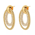 Miniatyrbillede 1 af 3: Stilfulde øreringe ringe hoops geometrisk mesh wire Gold one size