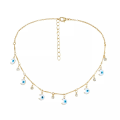 Miniatyrbilde 4 av 4: Oriental chain with nazar on moon gold marking collarbone Gold one size