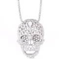 Miniatyrbilde 2 av 2: Chain with large skull in silver and diamonds hip hop nickel free Silver one size