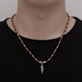 Miniatyrbillede 2 af 3: Cool halskæde flettet reb lyn rustfrit stål design til mænd Silver one size