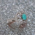 Miniatyrbillede 3 af 4: Sterling sølv ring persisk ægte turkis sten og zirconia sten Turquoise one size
