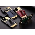 Miniatyrbild 1 av 7: iPhone 13 Pro Max skal veganskt läder med band för bra grepp guld Red one size