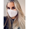 Miniatyrbilde 4 av 4: Vaskbar maske Broderte blomster i bomull og munnbeskyttelse i netting Pink one size