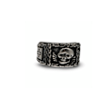 Miniatyrbillede 5 af 5: Skull and Cross Ring i rustfrit stål med kædedetaljer Silver one size