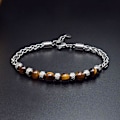 Miniatyrbild 3 av 5: Justerbart armband med ''Tiger eye'' pärlor för män Grey one size