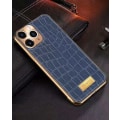 Miniatyrbild 3 av 7: iPhone 12 Pro Max Skal äkta läder krokodilmönster guldpläterad hög lyx Red one size