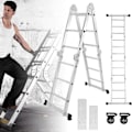 Miniatyrbild 1 av 4: LARS360 6 i 1 stege stege 3,4 m - multifunktionsstege ledad stege med plattform 4x3 stegsteg aluminium stege