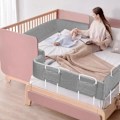Miniatyrbild 2 av 4: LARS360 Deformerbar sängstång Höjdjusterbar 200 cm Babyskydd Barnsängskydd Kan tas isär, tvättas grå Grå