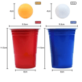 Miniatyrbild 3 av 4: LZQ Beer Pong Cup-set, Beerpong-koppar med bollar, återanvändbara 100 festkoppar och 10 bollar till julfödelsedag Röd, blå, vit, gul