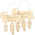 Miniatyrbild 1 av 5: 2 stycken Islam Ramadan trähängande skylt lykta hängande prydnad vägg DIY hemdekoration för Eid Ramadan