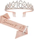 16-årsdag Sash och Tiara för Flickor, Söt Sextonårsdag Sa