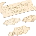 Miniatyrbild 4 av 5: 2 stycken Islam Ramadan trähängande skylt lykta hängande prydnad vägg DIY hemdekoration för Eid Ramadan