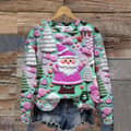 Jule sweatshirt til kvinder med print, lange ærmer, afslappet crewneck pullover, style 9 - størrelse S S