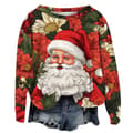 Jule sweatshirt til kvinder med print, lange ærmer, afslappet crewneck pullover, style 4 - størrelse M M