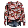 Jule sweatshirt til kvinder med print, lange ærmer, afslappet crewneck pullover, style 2 - størrelse S S