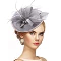 Miniatyrbilde 1 av 4: Beanielue Vintage Elegant Fjærhodeplagg Hatt - Grå
