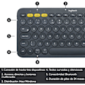Miniatyrbild 5 av 5: Trådlöst tangentbord för flera enheter, Bluetooth, enkel växling, 2 års batteritid, för PC, bärbar dator, Windows, Mac