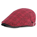Miniatyrbild 1 av 5: Randig Lattice Basker Hat Pläd Visir Duckbill Flat Cap Wine red