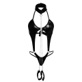 Miniatyrbild 3 av 5: Svart Lackläder Sexiga underkläder Catsuit Latex nattkläder XL