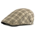 Miniatyrbild 1 av 5: Randig Lattice Basker Hat Pläd Visir Duckbill Flat Cap Khaki