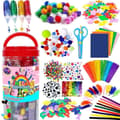 Miniatyrbillede 2 af 7: Krea-sæt til børn 5+ med opbevaringsæske, stickers, glitterpenne & smådele Multicolor